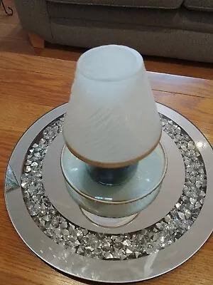 Small Yankee Candle Shade And Tray In Pearlized Design  With Gold Trim Edging Ex • £7.50