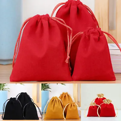 Velvet Drawstring Bag Jewelry Gift Bag Candy Baggie Pouch Wedding Party Pouches • £1.19