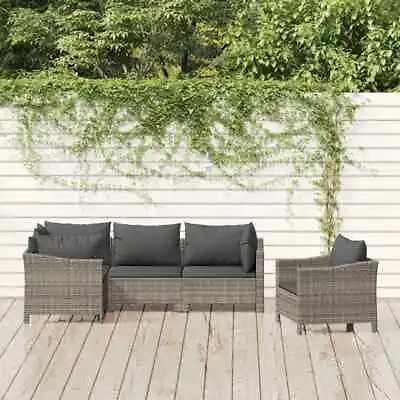 $627.99 • Buy Outdoor Sofa Set Outdoor Furniture Lounge Setting Grey Poly Rattan VidaXL