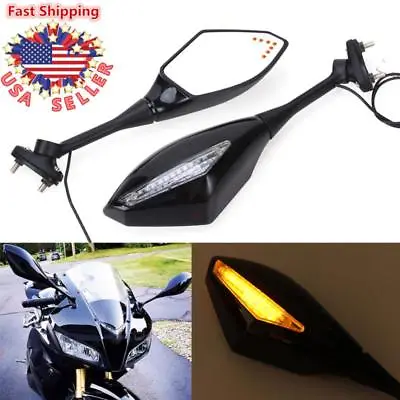 Motorcycle LED Turn Signal Light Rearview Side Mirrors For Honda CBR600RR 1000RR • $26.84