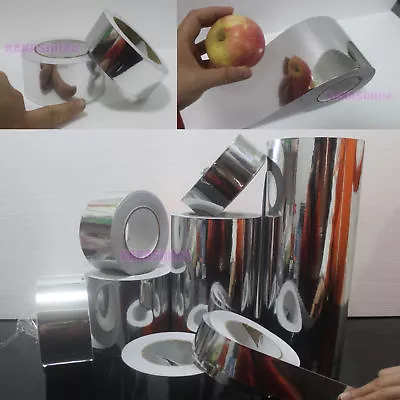 Strips Tape PVC Adhesive Glossy Mirror Chrome Vinyl Wrap Sticker Film Silver  AB • $101.15