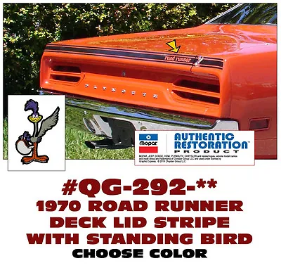 $81 • Buy Qg-292 1970 Plymouth Road Runner - Deck Lid Stripe & Standing Bird - 6 Colors