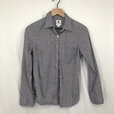 THOMAS MASON J. CREW Cotton Long-Sleeve Button-Front Shirt Blue White Stripe 8 • $31.50