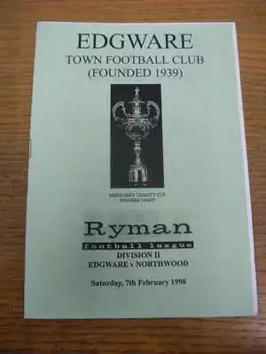 07/02/1998 Edgware V Northwood • £3.99