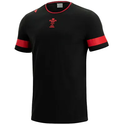 Wales WRU Rugby Black Travel Leisure Shirt Top 2021/22 BNWT Macron XL • £16.95