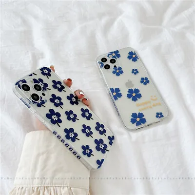 $9.99 • Buy Cute Blue Flowers Case Cover For IPhone 11 12 Pro Max Xs XR Plus SE 7 