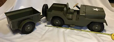 Vintage Marx Toys Large Plastic Military Jeep & Trailer • $199