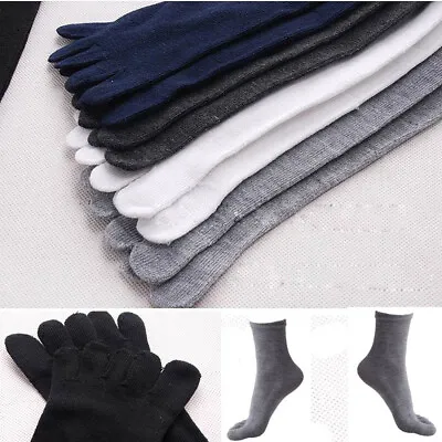 5 Pairs Men's Cotton Blend Five Fingers Five Toe Socks Absorbent Stockings Soft  • £4.07