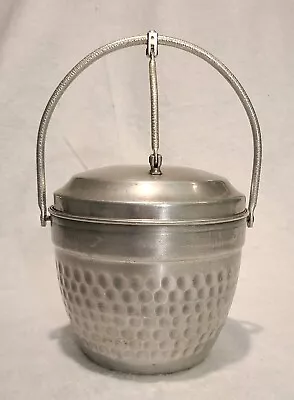 Vintage Mid Century Modern Hammered Aluminum Ice Bucket With Hinged Lid • $11.95