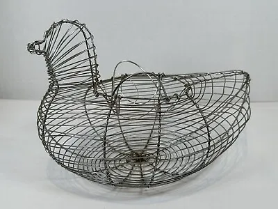 Vintage Primitive Chicken Hen Shaped Wire Mesh Egg Basket Farm House Decor • $12