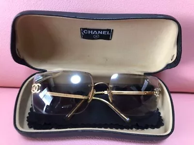 CHANEL Sunglasses Color Gold And Beige Comes With Glasses Case From Japan • £141.54