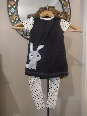 F&F Dressbodysuit And Leggings Easter Rabbit Embroidered 3 Piece Set 6-9 Month • £3