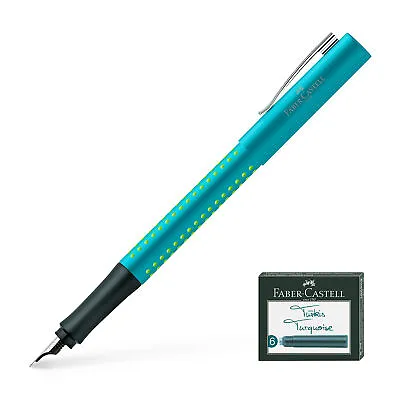 Faber-Castell Grip 2010 Fountain Pen Bicolor Turquoise Medium Point 140914 - New • $16.95