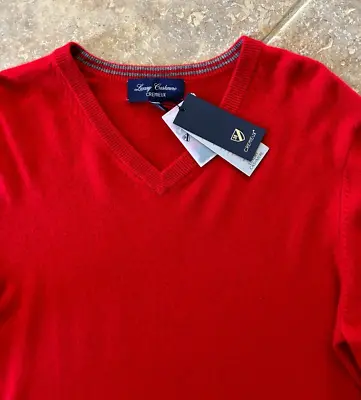 Daniel Cremieux Luxury Cashmere V Neck Sweater Mens XXL Red $200 NWT • $34.95