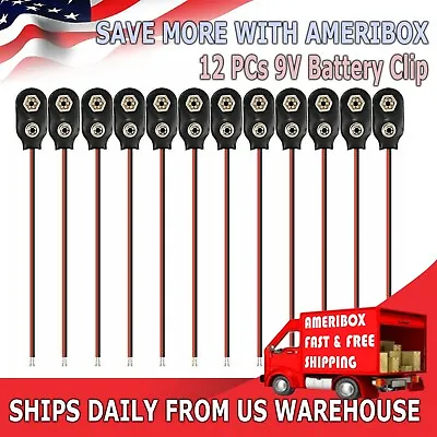 New Pack Of 12 9V Battery Connector Snap Clip Wire Connector Lead Holder T Type • $3.95