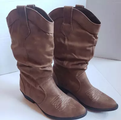 Arizona NWOB Molara Size 7 Cowgirl Cowboy Boots In Tan Brown Faux Suede Western • $30