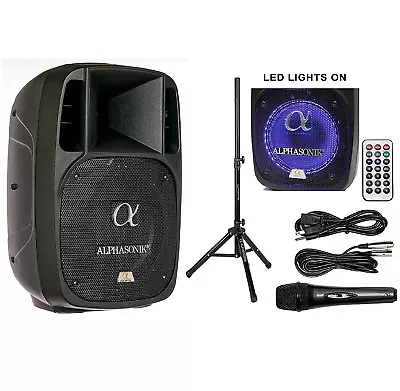 Alphasonik 12  Powered 2000w Pro Speaker Dj Bluetooth Usb Pa Led Mic Usb Stand • $199.95