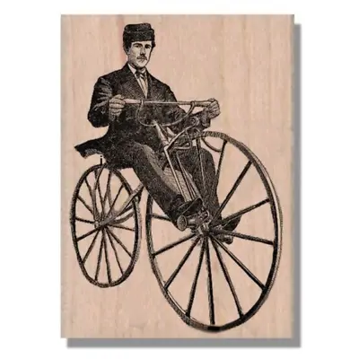 MAN RIDING BICYCLE Rubber Stamp Bicycle Bike Retro Steampunk Victorian Man • $10.49