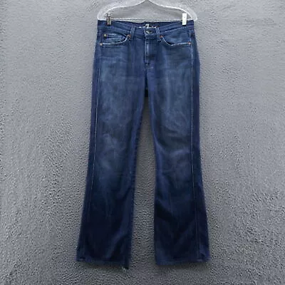 7 For All Mankind Womens Mid Rise A Pocket Bootcut Jeans 30 Blue Medium Wash * • $20.99