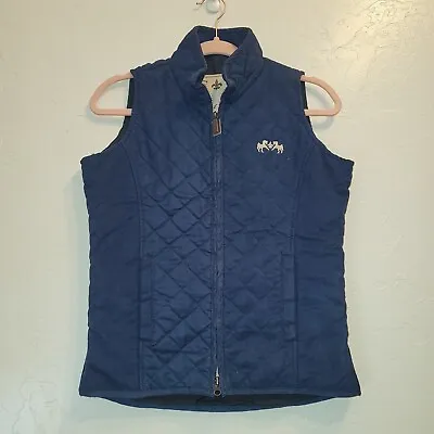 Equine Couture Womens Sz XS Spinnaker Micro Suede Vest Diamond Quilted Navy Blue • $17.34