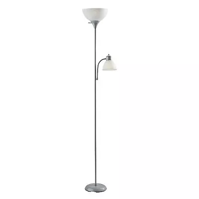 72'' Combo Floor Lamp Adjustable Reading Lamp Silver Plastic Modern • $17.86