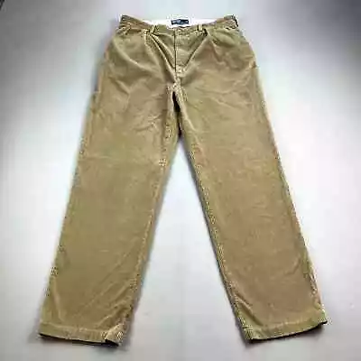 Vintage Polo Ralph Lauren Pants Mens 36x32 Tan Corduroy Chino Andrew Straight • $35.99