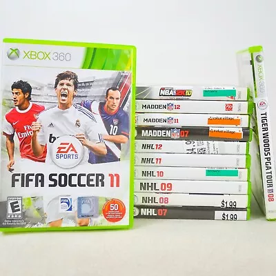 $12 • Buy 12 Xbox 360 Games: NHL 07-12 Madden 07, 11-12 NBA2K10 Fifa 11 Tiger PGA Tour 08