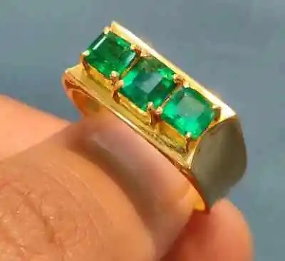 Mens Emerald 14k Gold Ring Gift For Men Natural Emerald Ring Gift For Man Real • $820