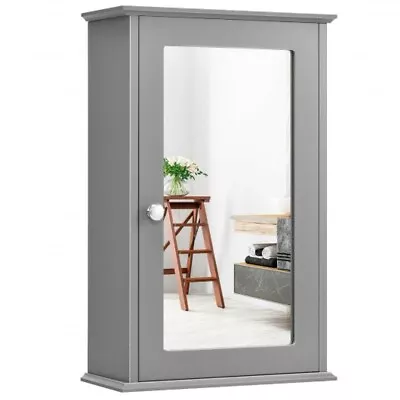 £19.95 • Buy Bathroom Wall Cabinet With Single Mirror Door-Gray HW65846GR