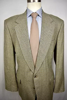 J. Riggins Light Brown Houndstooth Check Wool Two Button Sport Coat Size: 44L • $74