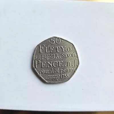Johnson's Dictionary 1755 Design 50p Fifty Pence Coin 2005 Saxon Plural Of Penny • £2.25