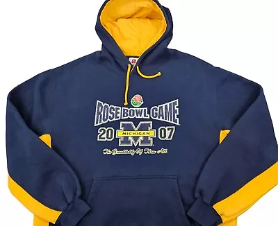 Michigan Wolverines 2007 Rose Bowl Game Men's Navy & Yellow XL Hoodie Sweatshirt • $50.75