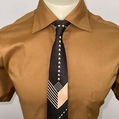 Carholm Necktie Mens Slim Tie Silk Skinny Narrow Art Deco Rat Pack Vtg 50s 60s • $23.99