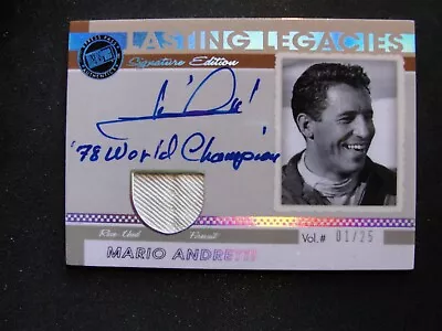 Rare Mario Andretti Inscribed 79 World Champion On Card Race Used Autograph Auto • $349.99