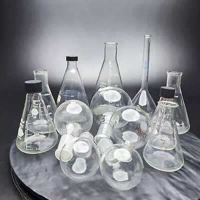 Lot Of 12 Lab Pyrex/Kimax Glass Vintage Chemistry Apothecary Pharmacy Bottles 🧪 • $70.16