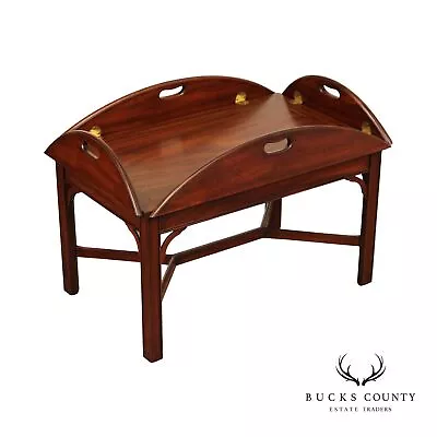 Henkel Harris Chippendale Style Mahogany Butler's Tray Coffee Table • $1095