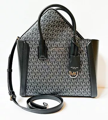 Michael Kors Kali Md Satchel Shoulder Bag + Ipad Case Mk Silver Glitter/black • £159.59