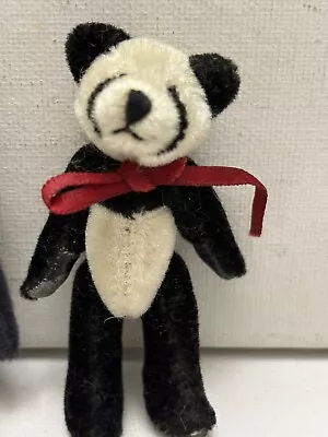 Boyds Bears Panda Bear TF Wuzzies Ting Red Bow 3  Mini Jointed Legs Arms • $9.55