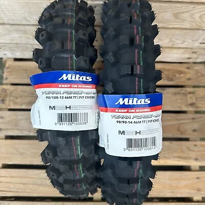 Mitas Terra Force MX 65cc Motocross Tyres  - Front 90/90-14 - Rear 90/100-12 • $145.21