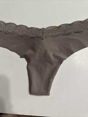 Victoria Secret Pink Thong Taupe Lace Band ST11214488 Size S • $8