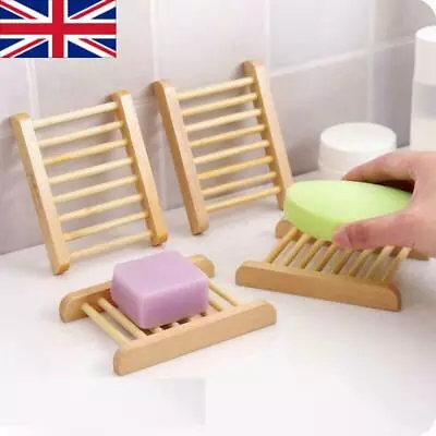 5-10PCS Natural Wooden Soap Tray Bathroom Kitchen Bamboo Holder Dish Box Rack • £8.63