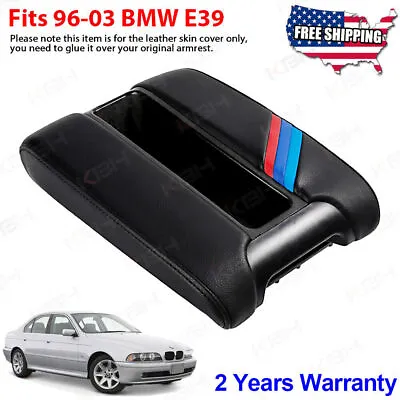 Fits 97-03 BMW E39 Console Lid Armrest Cover Leather Black M Tech Sport Stripe • $24.99