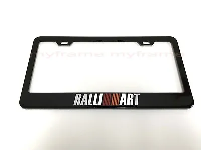 *RALLIART* BLACK Metal License Plate Frame Tag Holder With Caps • $14.38