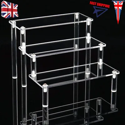UK Acrylic Riser 3-Tier Self-Install Display Shelf Removable Rack for Figures • £15.99