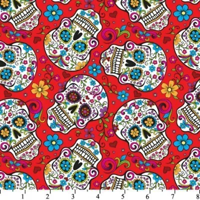 £10 • Buy Skulls Mexican Folklore - Cotton - From 0.5 Metre
