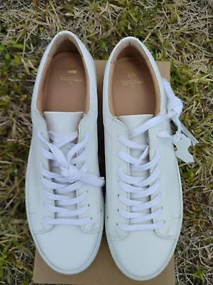 H&M White Low Profile Men’s Leather Premium Collection Sneakers US  10.5 0538358 • $70