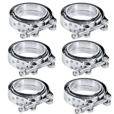 6PCS V-Band Clamp + Flanges 3 Inch 76mm 304 Stainless Steel For Exhaust Pipes • $62.69