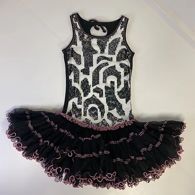 Ooh La La Couture Girls TUTU Circle Dress Sleeveless Black White Pink Sequence 6 • $34.99