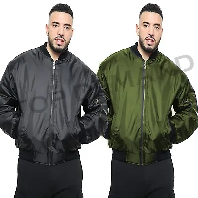 New Mens MA1 Army Pilot Biker Zipper Bomber Security Fly Military Doorman Jacket • £19.89