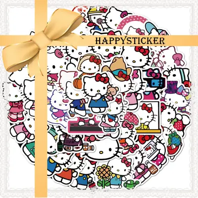 50pcs Hello Kitty 1 Kids Cartoon Cat Stickers Waterproof Vinyl Decal Skateboard • $4.99